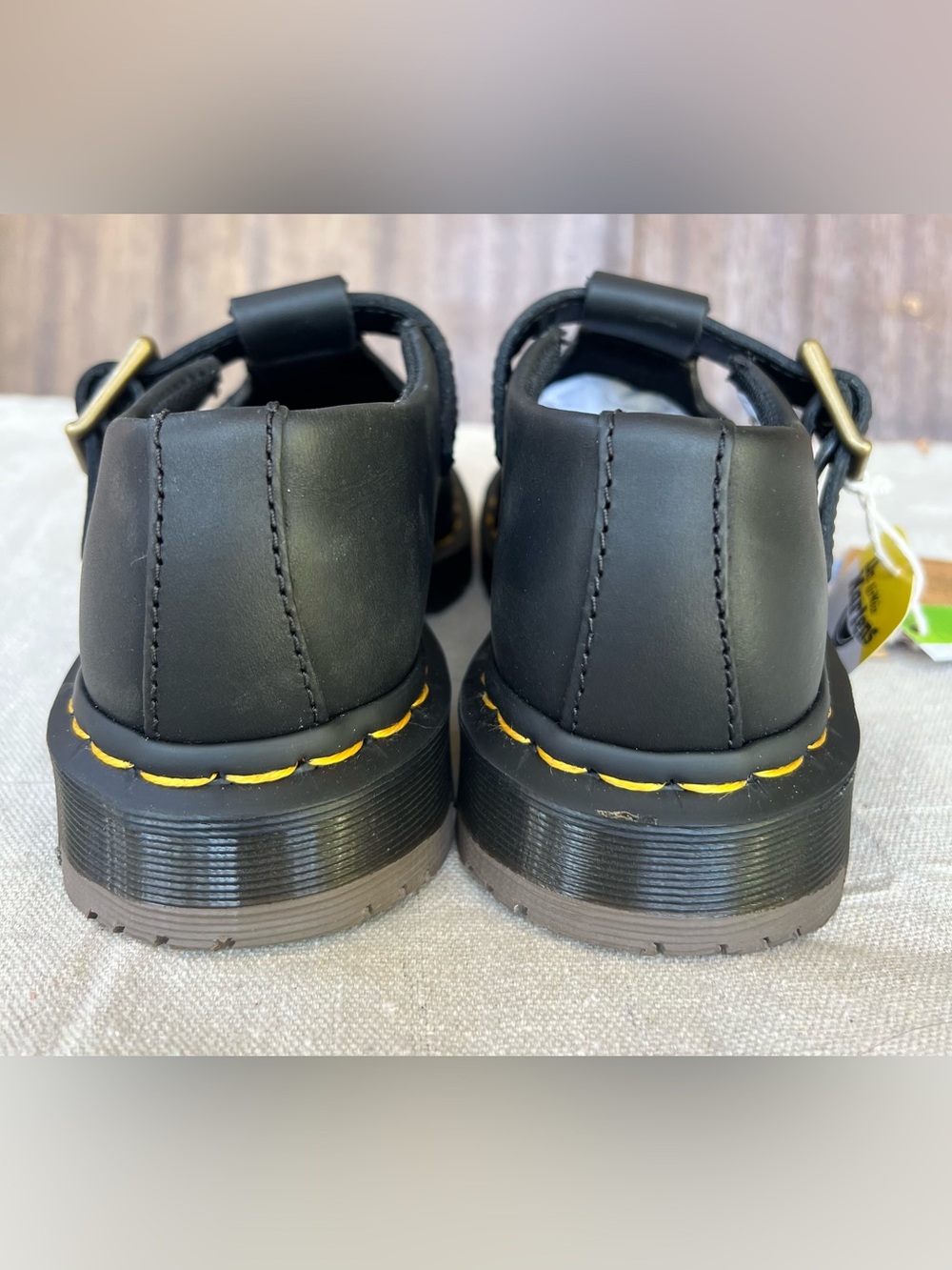 Dr. Martens Black unisex T-Bar Shoes with Yellow Stitching size 7 for women’s - Picture 4 of 11